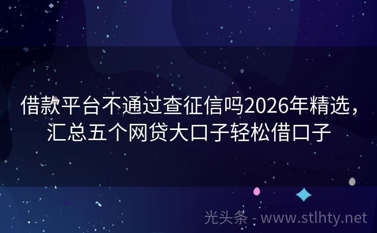 借款平台不通过查征信吗2026年精选，汇总五个网贷大口子轻松借口子