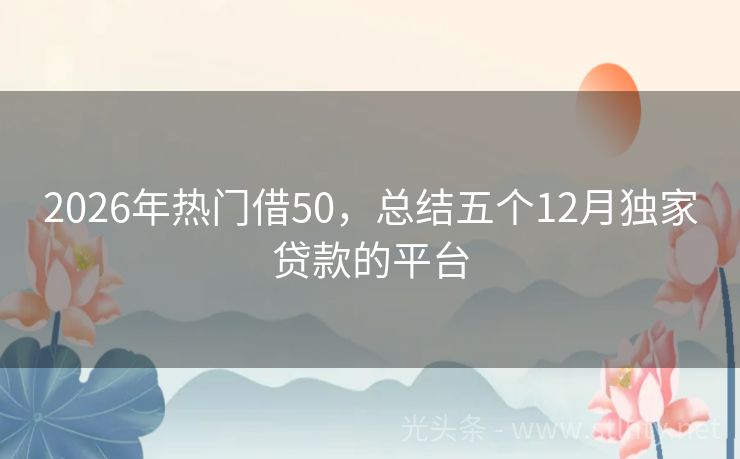 2026年热门借50，总结五个12月独家贷款的平台