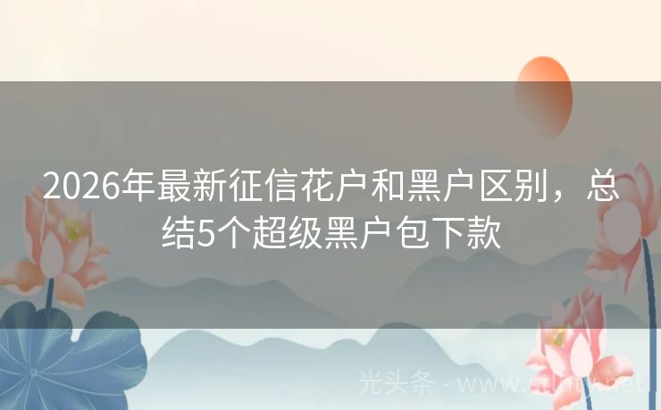 2026年最新征信花户和黑户区别，总结5个超级黑户包下款