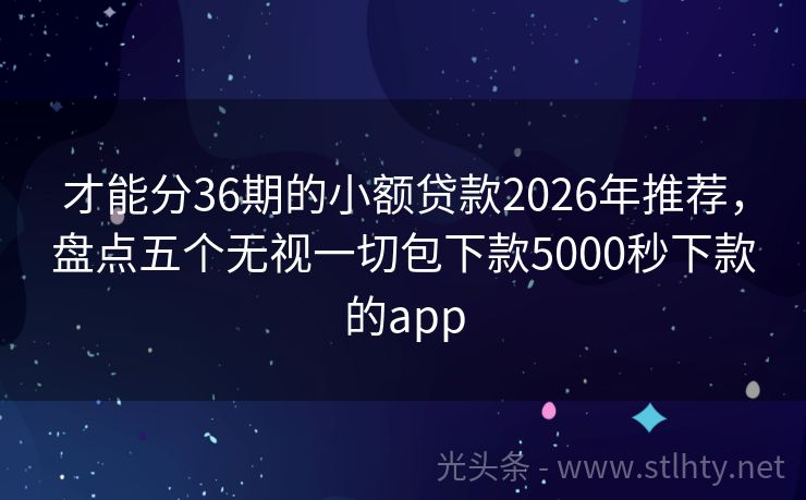 才能分36期的小额贷款2026年推荐，盘点五个无视一切包下款5000秒下款的app