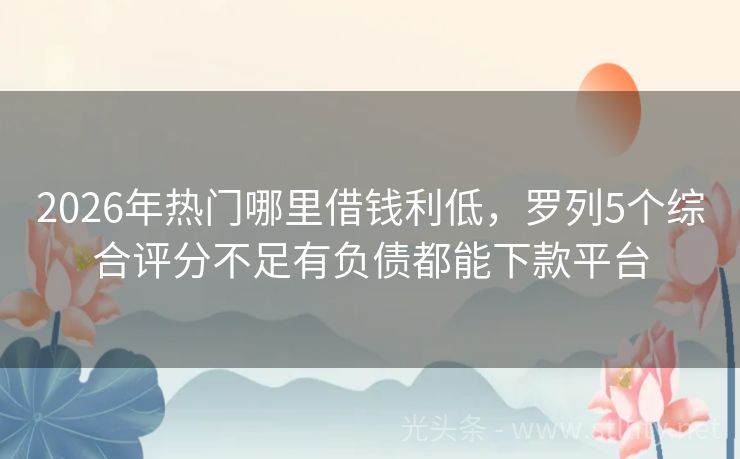 2026年热门哪里借钱利低，罗列5个综合评分不足有负债都能下款平台