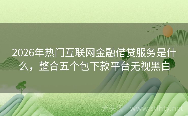 2026年热门互联网金融借贷服务是什么，整合五个包下款平台无视黑白