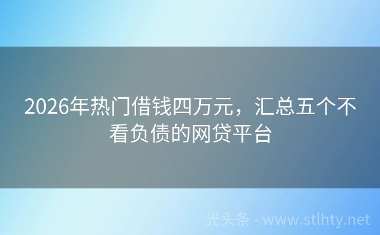 2026年热门借钱四万元，汇总五个不看负债的网贷平台