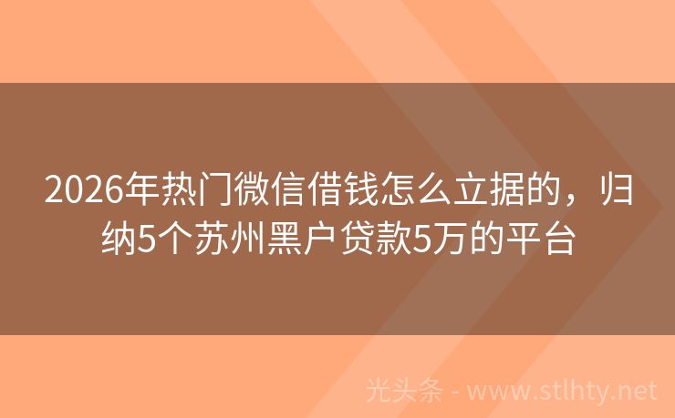 2026年热门微信借钱怎么立据的，归纳5个苏州黑户贷款5万的平台