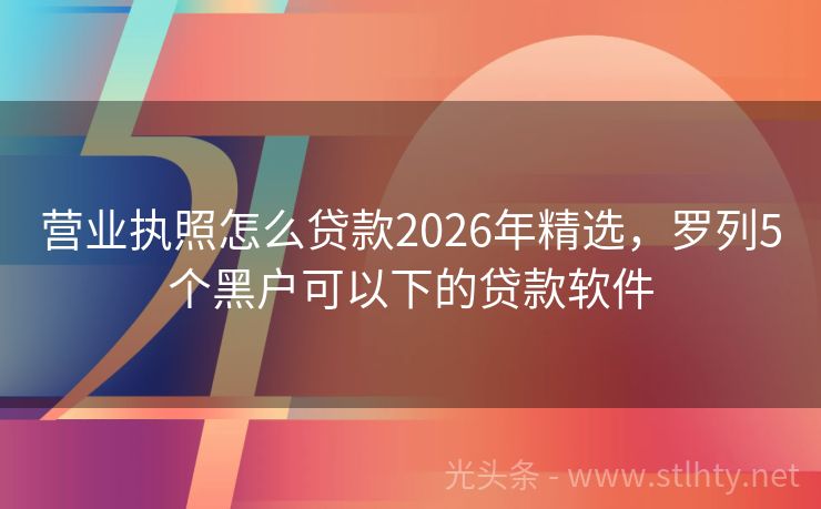 营业执照怎么贷款2026年精选，罗列5个黑户可以下的贷款软件