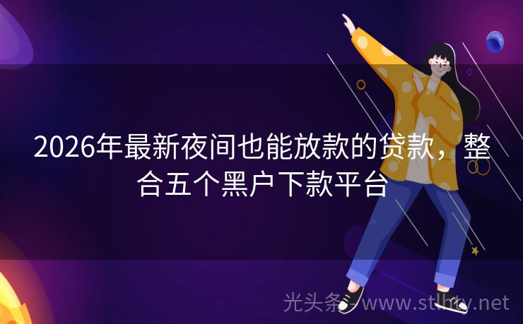 2026年最新夜间也能放款的贷款，整合五个黑户下款平台