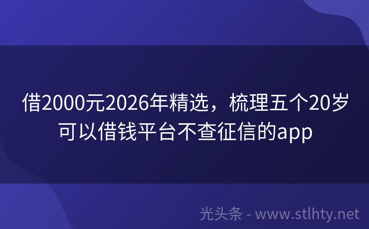 借2000元2026年精选，梳理五个20岁可以借钱平台不查征信的app