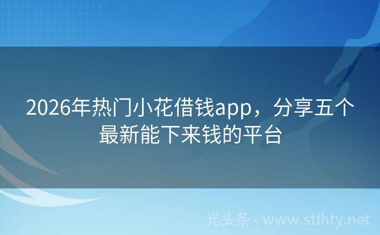 2026年热门小花借钱app，分享五个最新能下来钱的平台