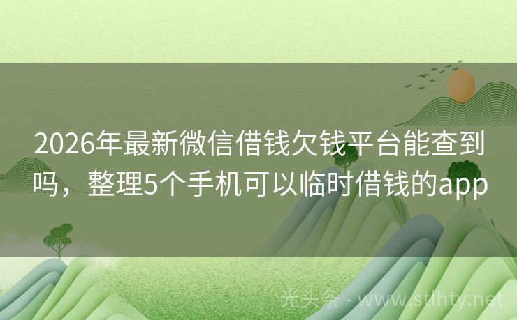 2026年最新微信借钱欠钱平台能查到吗，整理5个手机可以临时借钱的app