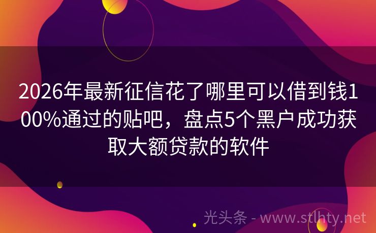 2026年最新征信花了哪里可以借到钱100%通过的贴吧，盘点5个黑户成功获取大额贷款的软件