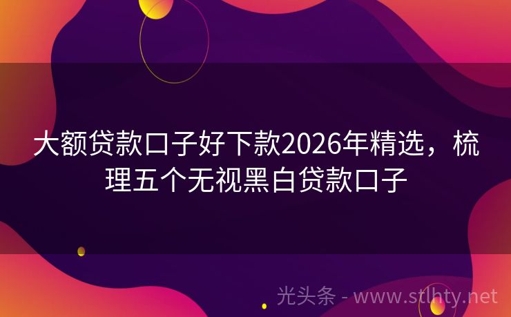 大额贷款口子好下款2026年精选，梳理五个无视黑白贷款口子