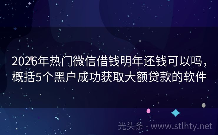 2026年热门微信借钱明年还钱可以吗，概括5个黑户成功获取大额贷款的软件