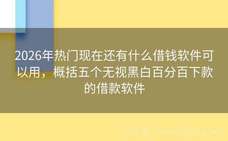 2026年热门现在还有什么借钱软件可以用，概括五个无视黑白百分百下款的借款软件