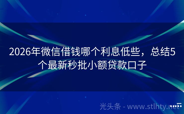 2026年微信借钱哪个利息低些，总结5个最新秒批小额贷款口子