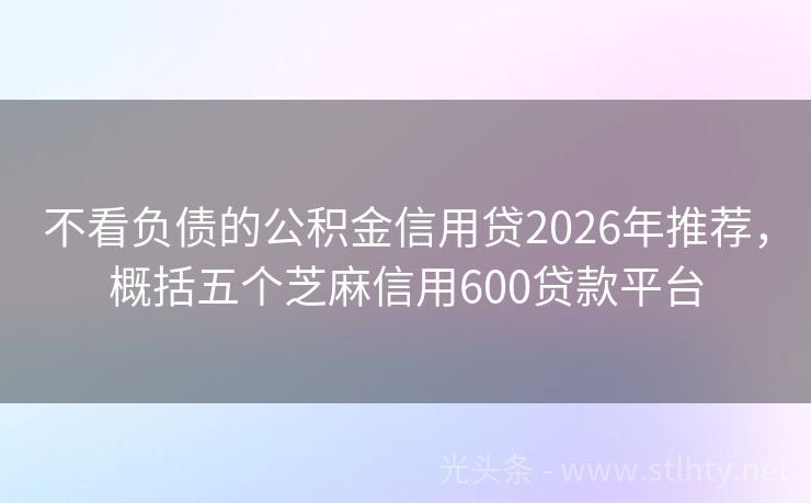 不看负债的公积金信用贷2026年推荐，概括五个芝麻信用600贷款平台
