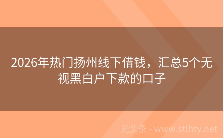 2026年热门扬州线下借钱，汇总5个无视黑白户下款的口子