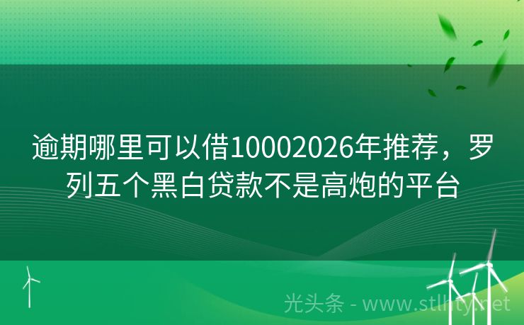 逾期哪里可以借10002026年推荐，罗列五个黑白贷款不是高炮的平台