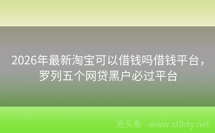 2026年最新淘宝可以借钱吗借钱平台，罗列五个网贷黑户必过平台