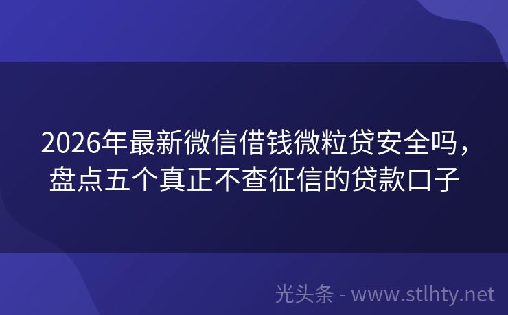 2026年最新微信借钱微粒贷安全吗，盘点五个真正不查征信的贷款口子
