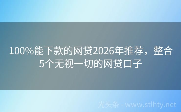 100%能下款的网贷2026年推荐，整合5个无视一切的网贷口子