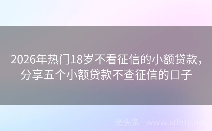 2026年热门18岁不看征信的小额贷款，分享五个小额贷款不查征信的口子