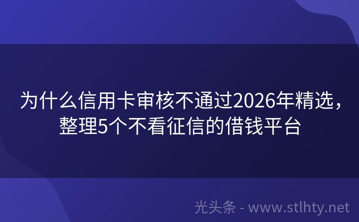 为什么信用卡审核不通过2026年精选，整理5个不看征信的借钱平台