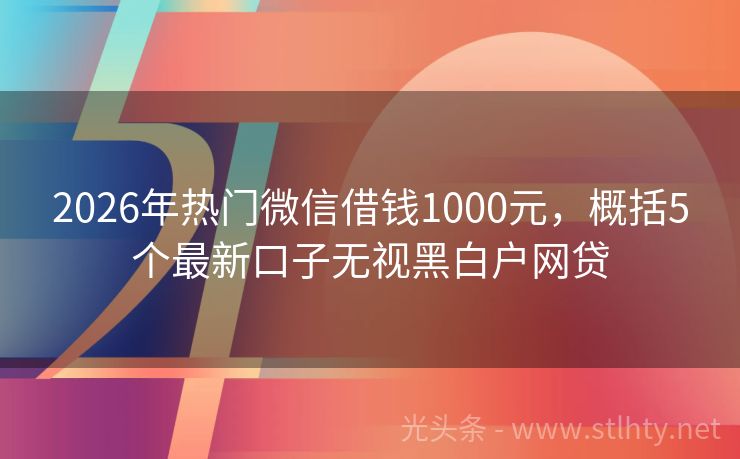 2026年热门微信借钱1000元，概括5个最新口子无视黑白户网贷