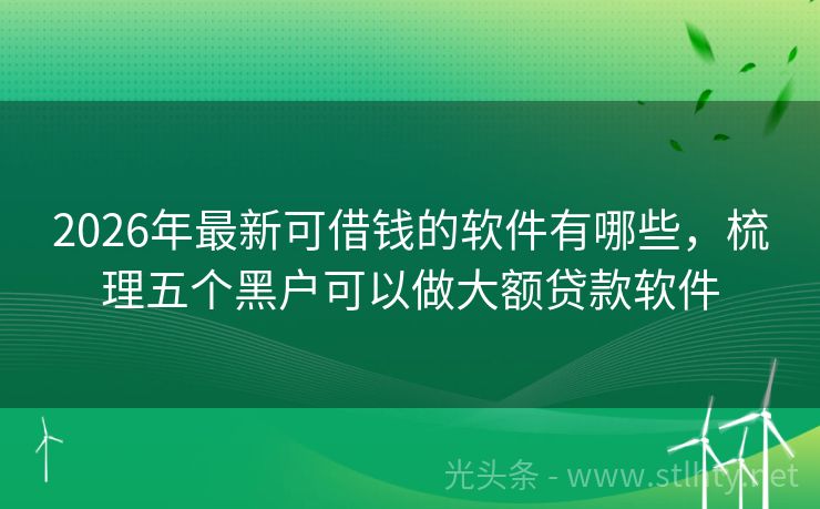 2026年最新可借钱的软件有哪些，梳理五个黑户可以做大额贷款软件