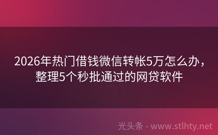 2026年热门借钱微信转帐5万怎么办，整理5个秒批通过的网贷软件