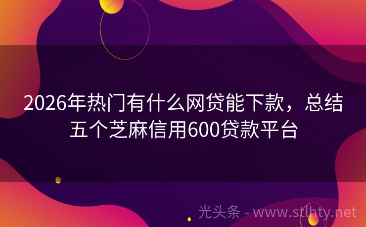 2026年热门有什么网贷能下款，总结五个芝麻信用600贷款平台