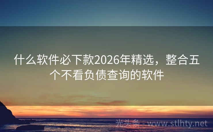 什么软件必下款2026年精选，整合五个不看负债查询的软件