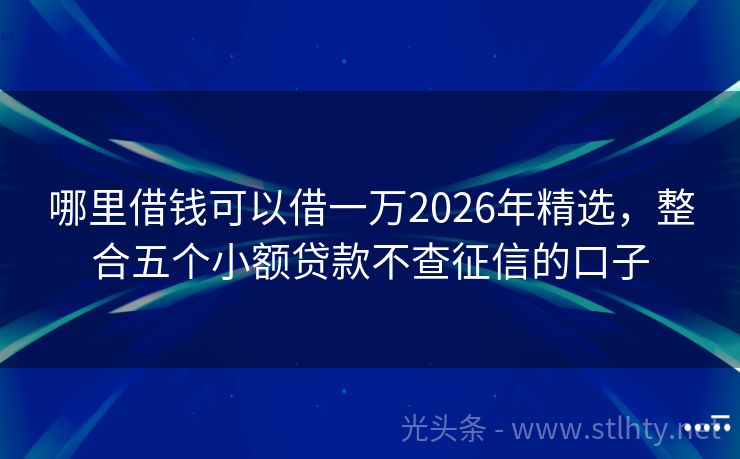 哪里借钱可以借一万2026年精选，整合五个小额贷款不查征信的口子