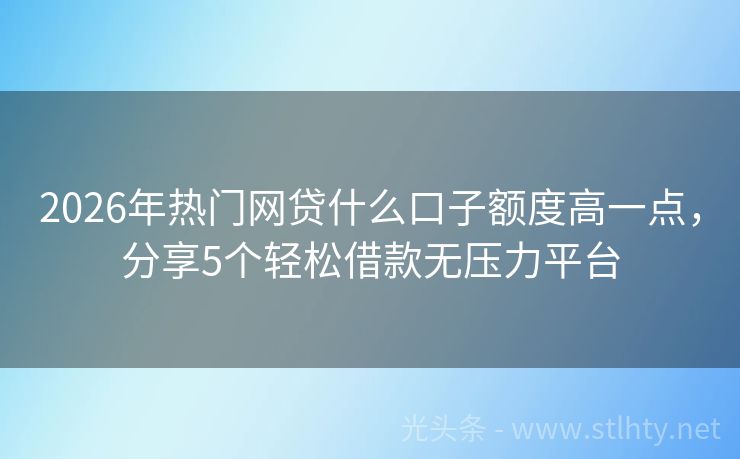 2026年热门网贷什么口子额度高一点，分享5个轻松借款无压力平台