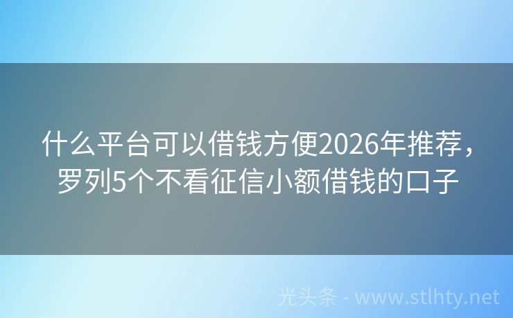 什么平台可以借钱方便2026年推荐，罗列5个不看征信小额借钱的口子