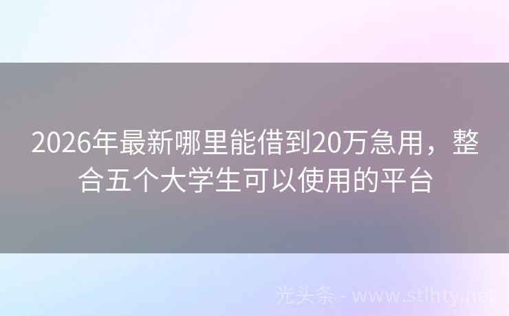 2026年最新哪里能借到20万急用，整合五个大学生可以使用的平台