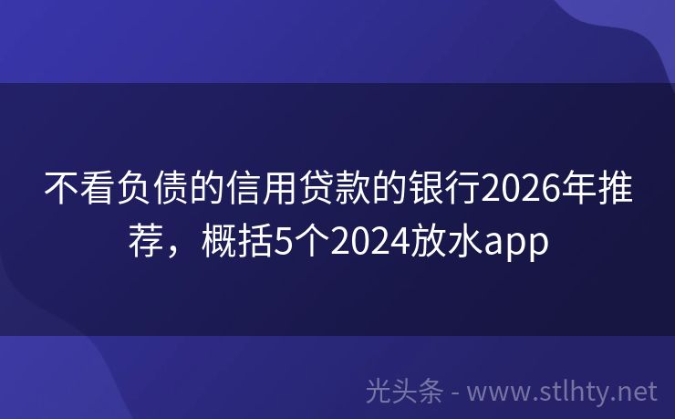 不看负债的信用贷款的银行2026年推荐，概括5个2024放水app