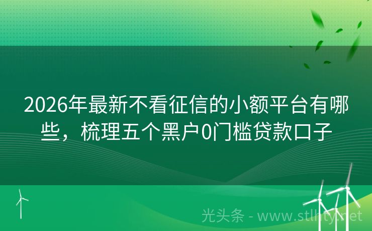 2026年最新不看征信的小额平台有哪些，梳理五个黑户0门槛贷款口子