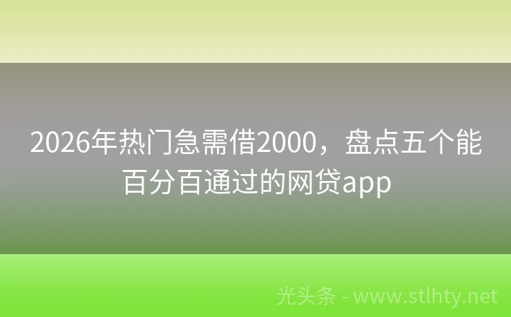 2026年热门急需借2000，盘点五个能百分百通过的网贷app