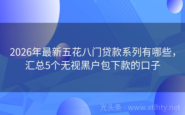 2026年最新五花八门贷款系列有哪些，汇总5个无视黑户包下款的口子