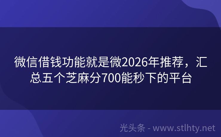 微信借钱功能就是微2026年推荐，汇总五个芝麻分700能秒下的平台