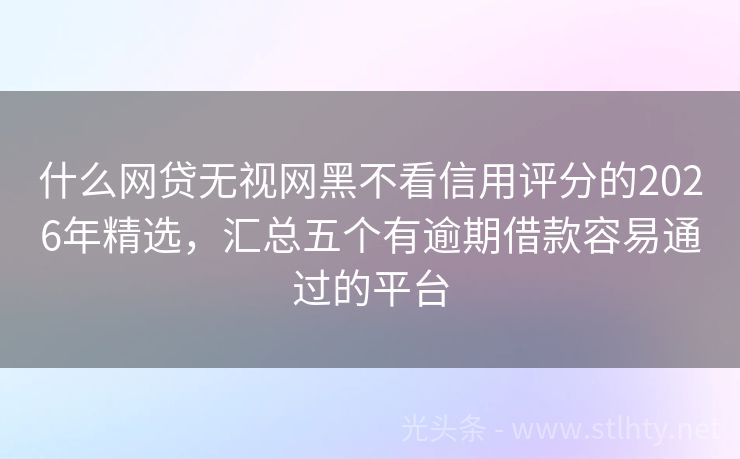 什么网贷无视网黑不看信用评分的2026年精选，汇总五个有逾期借款容易通过的平台