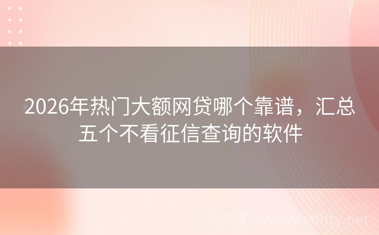 2026年热门大额网贷哪个靠谱，汇总五个不看征信查询的软件