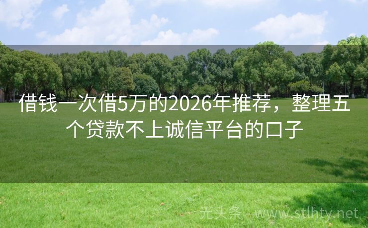 借钱一次借5万的2026年推荐，整理五个贷款不上诚信平台的口子