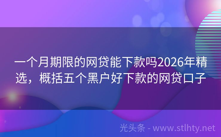 一个月期限的网贷能下款吗2026年精选，概括五个黑户好下款的网贷口子