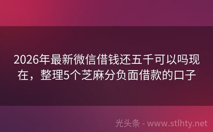 2026年最新微信借钱还五千可以吗现在，整理5个芝麻分负面借款的口子