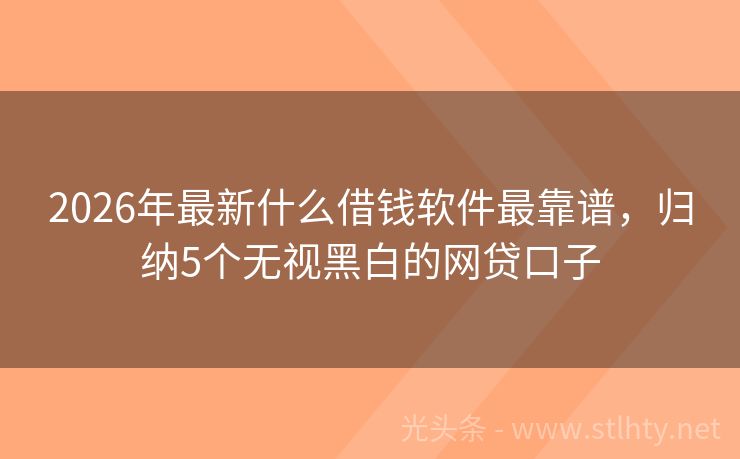 2026年最新什么借钱软件最靠谱,归纳5个无视黑白的网贷口子
