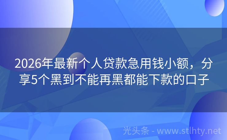 2026年最新个人贷款急用钱小额，分享5个黑到不能再黑都能下款的口子