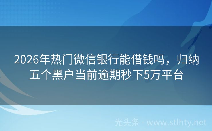 2026年热门微信银行能借钱吗，归纳五个黑户当前逾期秒下5万平台
