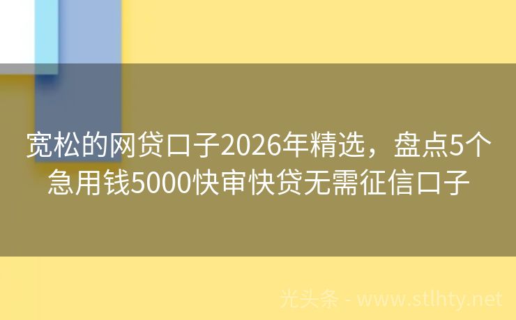 宽松的网贷口子2026年精选，盘点5个急用钱5000快审快贷无需征信口子