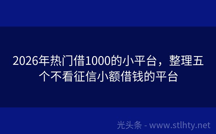 2026年热门借1000的小平台，整理五个不看征信小额借钱的平台